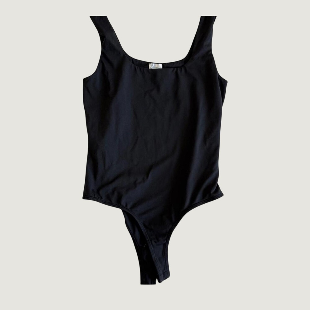 Blue Rain Francesca's Womens Black Scoop Neck Sleeveless Snap Bodysuit Medium